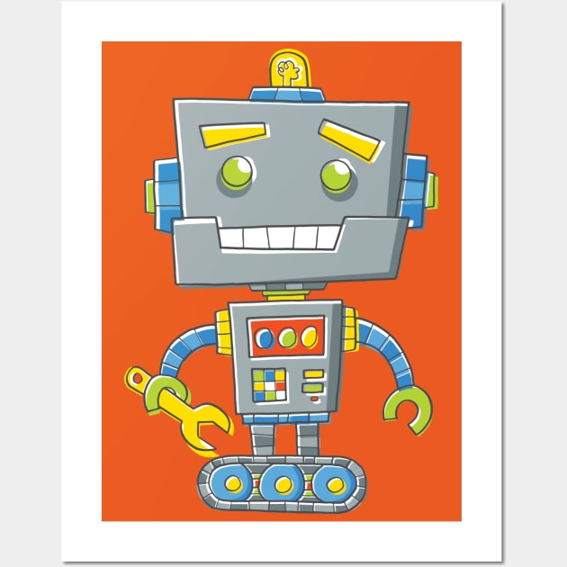 Robot with Spanner Wall Art by vaughanduck